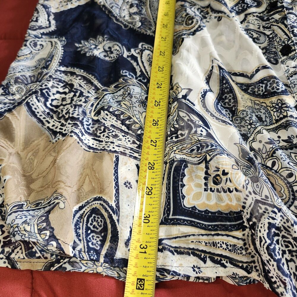Allison Daley Sheer Paisley Blouse Womens 24W Long Sleeve Button Up Top - Picture 10 of 13